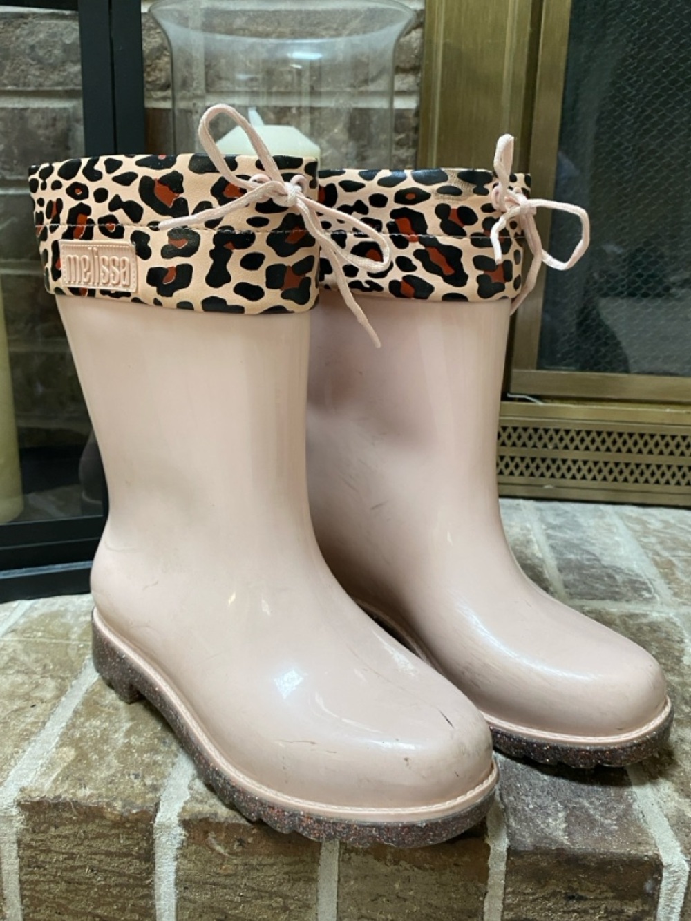 MINI MELISSA Rain Boots Pink Multi Color Glitter Girls Size 4